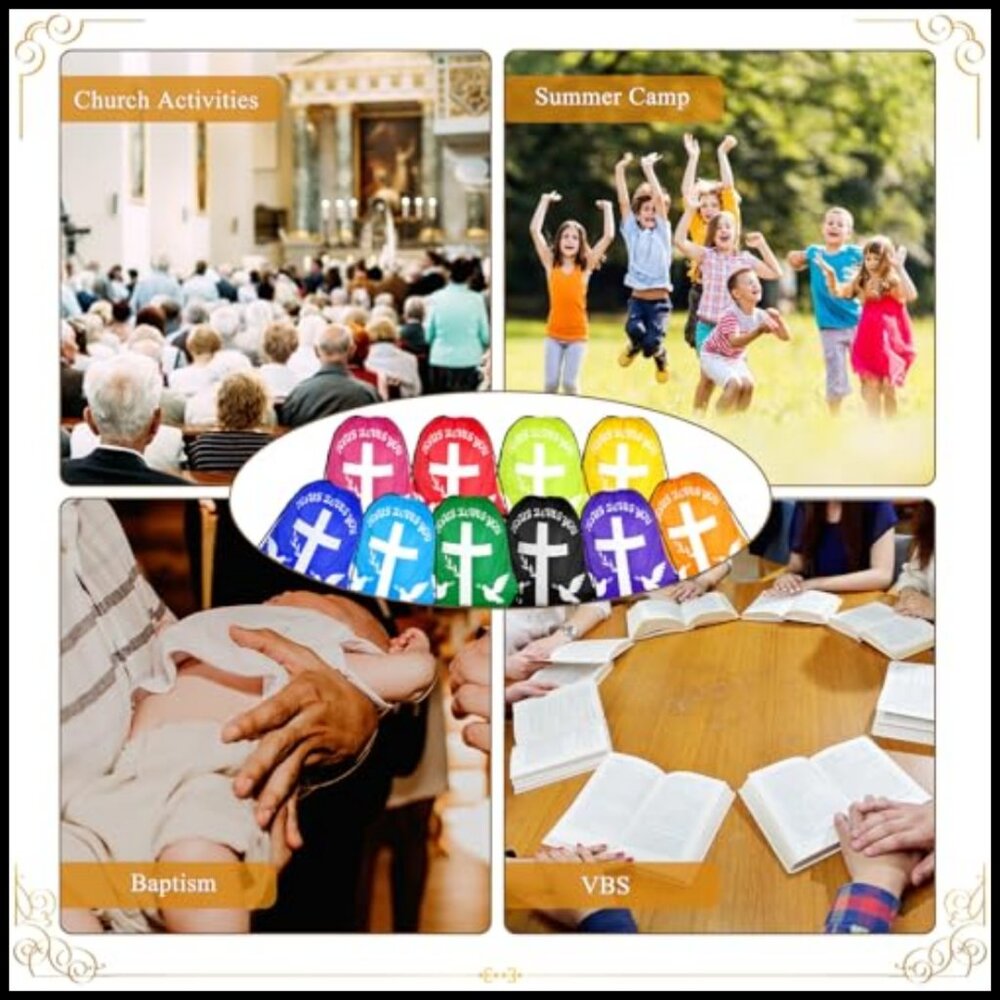 Drawstring Backpack Polyester Daypack Religious I… - image 6